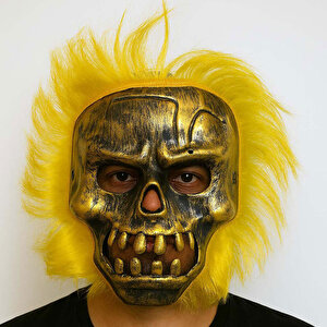 Wild Skull - Bakır Kafatası Sarı Saçlı İskelet Maske
