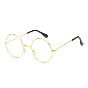 Yuvarlak Cam John Lennon Tarzı Hippi İmaj Gold Çerçeveli Şeffaf Gözlük