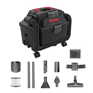 Kress Kh035.9 20volt 250w/17kpa Kömürsüz Flexi Esnek Hortumlu Profesyonel Şarjlı Islak/kuru Süpürge & Üfleme (akü Dahil Değildir)