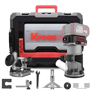 Kress Kud26.91 20volt Kömürsüz 6/8mm Devir Ayarlı Şarjlı Profesyonel Avuç İçi El Frezesi Formika Tıraşlama (akü Dahil Değildir)