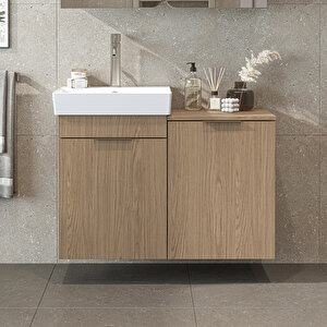 Roomart Dubai Kapaklı Ve Sepetli 92.2 Cm Mdflam Banyo Dolabı, Lavabolu Banyo Alt Dolabı Kli̇mt