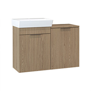 Roomart Dubai Kapaklı Ve Sepetli 92.2 Cm Mdflam Banyo Dolabı, Lavabolu Banyo Alt Dolabı Kli̇mt
