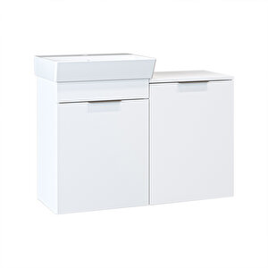Roomart Dubai Kapaklı Ve Sepetli 92.2 Cm Mdflam Banyo Dolabı, Lavabolu Banyo Alt Dolabı Mat Beyaz
