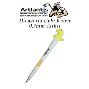 Işıklı Dinazor Uçlu Kalem 0.7 1 Adet Dinazor Başlıklı Versatil Kalem Süslü Silikonlu Hediyelik Kalem