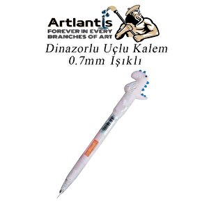 Işıklı Dinazor Uçlu Kalem 0.7 1 Adet Dinazor Başlıklı Versatil Kalem Süslü Silikonlu Hediyelik Kalem