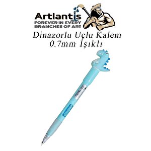 Işıklı Dinazor Uçlu Kalem 0.7 1 Adet Dinazor Başlıklı Versatil Kalem Süslü Silikonlu Hediyelik Kalem
