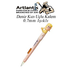 Işıklı Deniz Kızı Uçlu Kalem 0.7 1 Adet Denizkızı Başlıklı Versatil Kalem Süslü Silikonlu Hediyelik Kalem