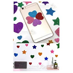 Şekilli Simli Eva Yapışkanlı 100 Lü 1 Paket Kendinden Yapışkanlı Simli Eva Sticker Okul Öncesi Kreş Ana Okulu Süsleme