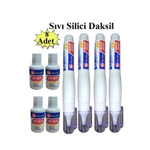 Sıvı Silici Daksil Ve Kalem Daksil 8 Adet Fırçalı Sıvı Düzeltici Daksil Yazı Düzeltici Okul Ofis Büro Fırça Uçlu Daksi