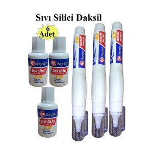 Sıvı Silici Daksil Ve Kalem Daksil 6 Adet Fırçalı Sıvı Düzeltici Daksil Yazı Düzeltici Okul Ofis Büro Fırça Uçlu Daksi