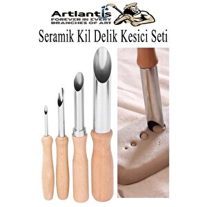 Seramik Kil Başlangıç Seti Ebeşuar Çift Taraflı Dip Alma Delik Delme Mavi Silikon Uçlu Fırça 39 Parça Modelaj Modelleme