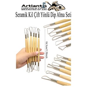 Seramik Kil Başlangıç Seti Ebeşuar Çift Taraflı Dip Alma Delik Delme Mavi Silikon Uçlu Fırça 39 Parça Modelaj Modelleme