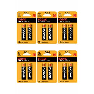 Xtralife Alkalin Kalem Pil Aa 12 Adet Kodak Kaliteli Uzun Ömürlü 1.5 V Kalem Pil Orjinal Kumanda Fener Saat Cihazlar