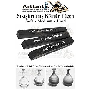Sıkıştırılmış Kömür Füzen Seti 3 Lü 1 Paket Siyah Kare Press Kömür Füzen Yassı Çizim Gölgelendirme Grafit Sanatsal