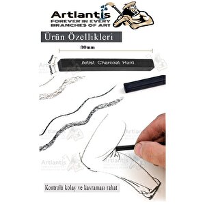 Sıkıştırılmış Kömür Füzen Seti 3 Lü 1 Paket Siyah Kare Press Kömür Füzen Yassı Çizim Gölgelendirme Grafit Sanatsal