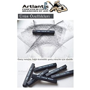 Sıkıştırılmış Kömür Füzen Seti 3 Lü 1 Paket Siyah Kare Press Kömür Füzen Yassı Çizim Gölgelendirme Grafit Sanatsal