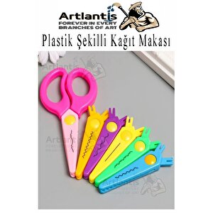 Şekilli Makas Plastik 6 Lı 1 Paket Değişebilen Desenli Tırtıklı Makas Güvenli Plastik Çocuk Şekil Makas Okul Öncesi