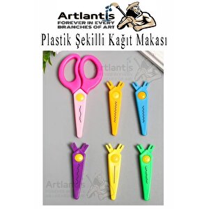 Şekilli Makas Plastik 6 Lı 1 Paket Değişebilen Desenli Tırtıklı Makas Güvenli Plastik Çocuk Şekil Makas Okul Öncesi