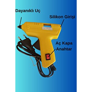 20watt Sıcak Silikon Tabancası 4 Adet Ince Çubuk Slikon Eritme Tabanca Şeffaf Mum Yapıştırıcı