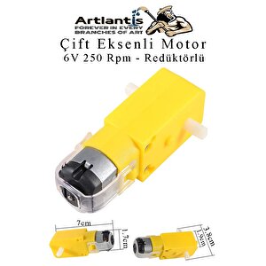 Çift Eksenli Motor Redüktörlü 6v 250 Rpm 1 Adet Sarı Dc Motor Arduino Robotik Motor Deney Okul Bilim Araba Yapım