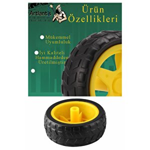 Çift Eksenli Motor 2 Adet Ve Tekerlek 2 Adet Sarı Dc Motor Arduino Robotik Motor Tekerlek Deney Okul Bilim Araba Yapım