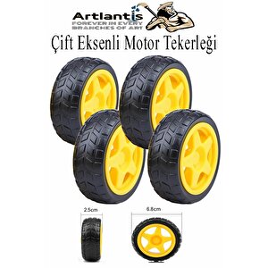 Çift Eksenli Motor Tekerleği 4 Adet Sarı Dc Motor Arduino Robotik Motor Tekerlek Deney Okul Bilim Araba Yapım