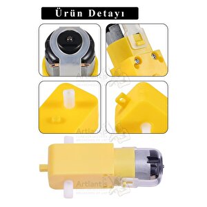 Çift Eksenli Motor Ve Tekerleği 1 Paket Sarı Dc Motor Arduino Robotik Motor Tekerlek Deney Okul Bilim Araba Yapım