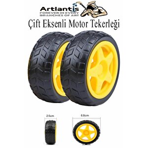 Çift Eksenli Motor Tekerleği 2 Adet Sarı Dc Motor Arduino Robotik Motor Tekerlek Deney Okul Bilim Araba Yapım