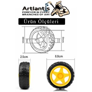 Çift Eksenli Motor Tekerleği 2 Adet Sarı Dc Motor Arduino Robotik Motor Tekerlek Deney Okul Bilim Araba Yapım