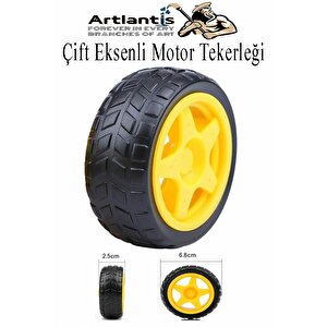 Çift Eksenli Motor Tekerleği 1 Adet Sarı Dc Motor Arduino Robotik Motor Tekerlek Deney Okul Bilim Araba Yapım