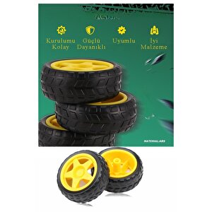 Çift Eksenli Motor Tekerleği 1 Adet Sarı Dc Motor Arduino Robotik Motor Tekerlek Deney Okul Bilim Araba Yapım