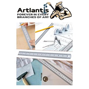 Çelik Cetvel 30 Cm İnç Ölçülü 3 Adet Paslanmaz Çelik Metal Çetvel 30 Santimetre Düz Kenar Kolay Çizimler İçin