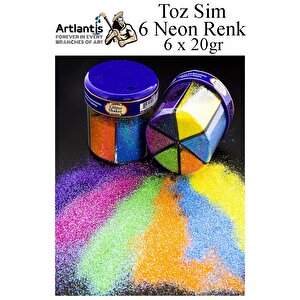 Neon Fosforlu Toz Sim 6 Renk 120 Gr 1 Paket Tuzluklu Karışık 6 Lı Renkli Canlı Neon Toz Sim Büyük Epoksi Reçine