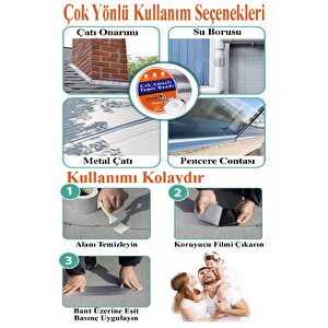 Çok Amaçlı Tamir Bandı 2 Adet Su Geçirmez Sızdırmaz Isıya Dayanıklı Sakız İzole Gri Tamir Bant 48mm 1.5 Metre