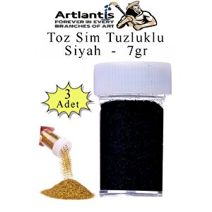 Siyah Toz Sim Tuzluklu 7 Gr 3 Adet Renkli Toz Sim Epoksi Reçine Okul Etkinlik Dekarasyon Slime