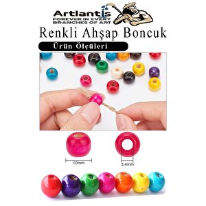 Renkli Ahşap Boncuk 10 Mm 250 Adet Renkli Tahta Boncuk El İşi Okul Öncesi Kreş Anasınıfı Proje Tasarım Ödev Elişi