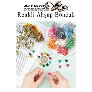 Renkli Ahşap Boncuk 10 Mm 250 Adet Renkli Tahta Boncuk El İşi Okul Öncesi Kreş Anasınıfı Proje Tasarım Ödev Elişi