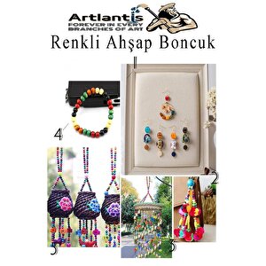 Renkli Ahşap Boncuk 10 Mm 250 Adet Renkli Tahta Boncuk El İşi Okul Öncesi Kreş Anasınıfı Proje Tasarım Ödev Elişi