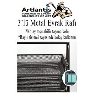 Masaüstü Evrak Rafı Ve Metal Kalemlik Seti 3 Lü Kombo 1 Paket Fileli Perfore Siyah Kalemlik Ataşlık Notluk Düzenleyici