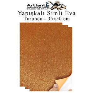 Turuncu Yapışkanlı Simli Eva 35x50 Cm 3 Adet Simli Yapışkanlı Eva Süngeri Okul Kreş Anasınıfı Elişi Etkinlikleri Hobi