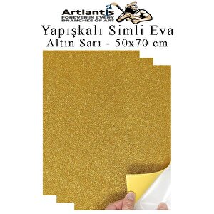 Altın Sarı Yapışkanlı Simli Eva 50x70 Cm 3 Adet Simli Yapışkanlı Eva Süngeri Okul Kreş Anasınıfı Elişi Etkinlikleri Hobi