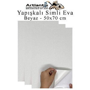 Beyaz Yapışkanlı Simli Eva 50x70 Cm 3 Adet Simli Yapışkanlı Eva Süngeri Okul Kreş Anasınıfı Elişi Etkinlikleri Hobi