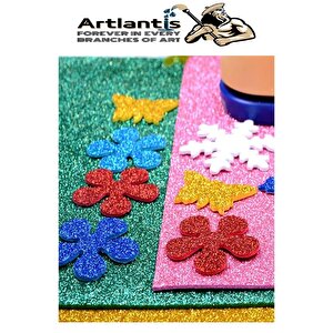 Kırmızı Yapışkanlı Simli Eva 50x70 Cm 3 Adet Simli Yapışkanlı Eva Süngeri Okul Kreş Anasınıfı Elişi Etkinlikleri Hobi