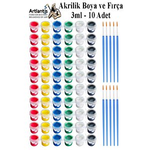 Akrilik Boya 3 Ml 6 Renk Resim Fırçası 10 Paket Mini Küçük Akrilik Boya Taş Ahşap Seramik Tuval Alçı Tuval Etkinlik