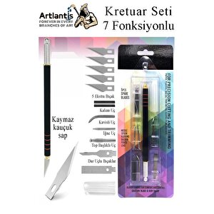 Kretuar 7 Fonksiyonlu Yedek Bıçaklı 1 Paket Hobi Maket Tasarım Neşteri Çelik Alaşımlı Paslanmaz Hassas Kesim Bıçağı