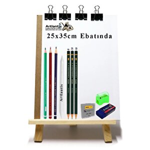 Karakalem Eskiz Çizim Seti Masaüstü Şövale 25x35 Cm Duralit Resim Kağıdı Resim Kalemi Dağırıcı Gölgelendirme Hamur Silgi