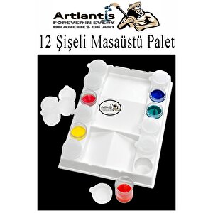 12 Li Şişeli Boya Palet Kabı 1 Paket Kapaklı Şişe Resim Paleti Godeli Sanatsal Plastik Palet Ve Saklama Kabları Akrilik