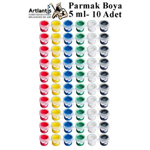 Parmak Boya 5 Ml 6 Renk 10 Paket Mini Küçük Parmak Boya Etkinlik Boyama Boyası Su Bazlı Resim Okul Öncesi Kreş Anasınıfı