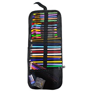 Resim Defteri 25x35 Cm 12 Renk Kuru Boya Dereceli Kurşun Kalem Rulo Kalemlik 24 Bölmeli Hamur Silgi Kalemtraş Görsel