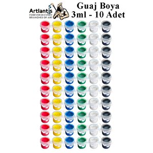 Guaj Boya 3 Ml 6 Renk 10 Paket Mini Küçük Guaj Boya Etkinlik Boyama Boyası Su Bazlı Resim Okul Öncesi Kreş Ana Sınıfı